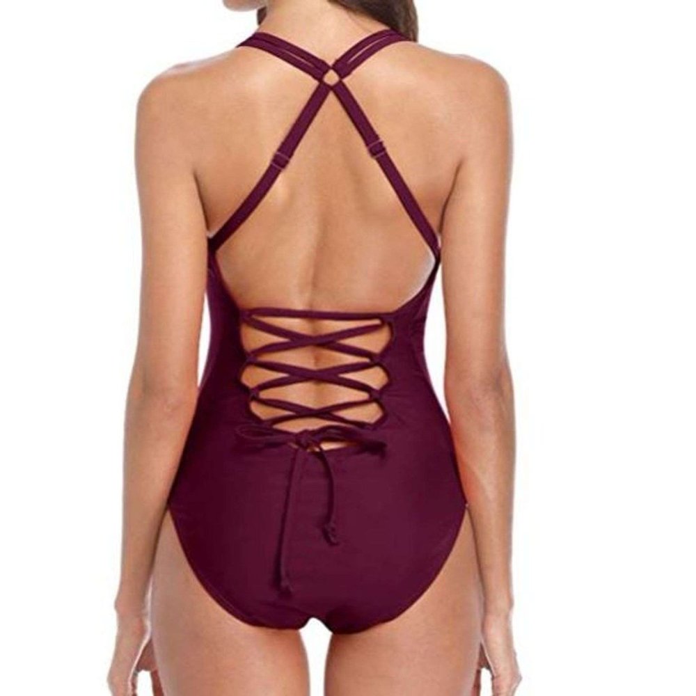 Fashion World Women's One-Piece V Neck Swimsuit Size XL